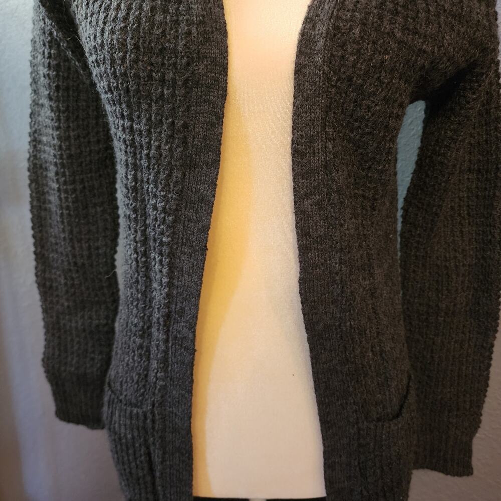 Ashley Sweater Women's Grey Ribbed Knit Cardigan Sweater Front Pockets Small - Picture 3 of 6